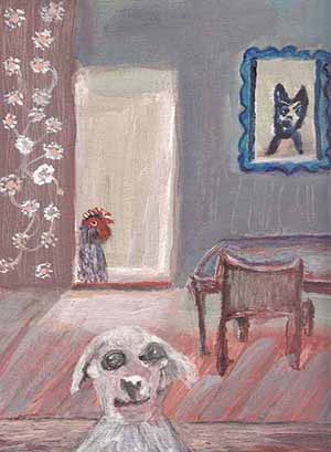 Hunde im Wohnzimmer cool gemalt