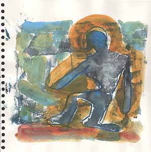 Malerei Mischtechnik - Knieender Mann