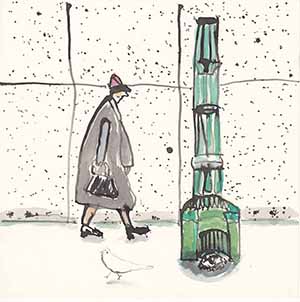 Zeichnung/Mischtechnikh auf Papier - Besorgungsgang