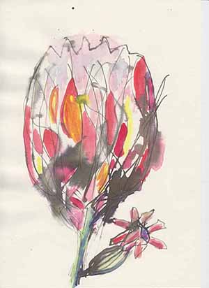 Zeichnung/Mischtechnikh auf Papier - Flower