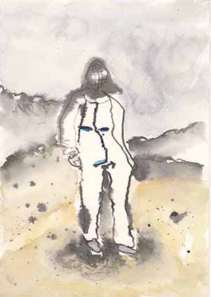 Zeichnung/Mischtechnikh auf Papier - Human with Landscape I